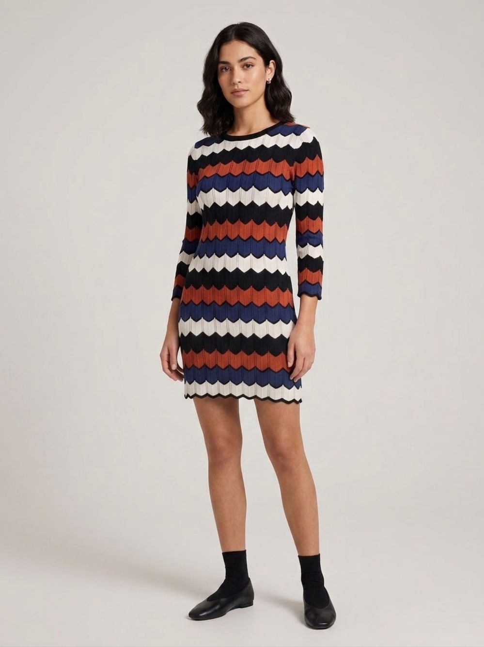 Wet Seal Vintage Y2K chevron Knit Sweater Mini Dress cozycore retro indie